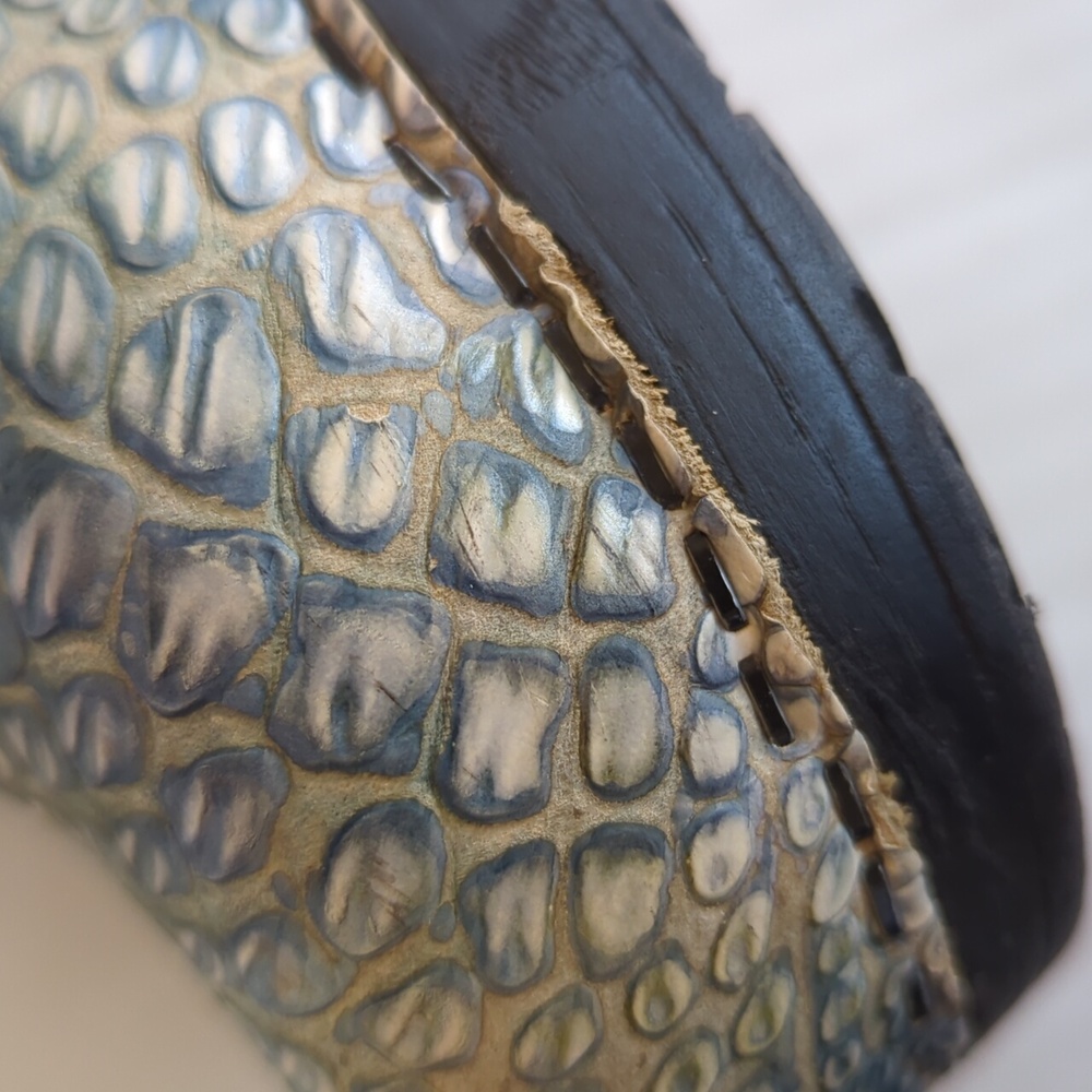 Sanita Reptile Embossed Leather Slip On Clogs EU 39 Blue Green - Picture 13 of 16